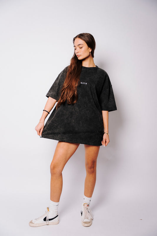 BLACK ACID WASH TEXTURE OVERSIZED